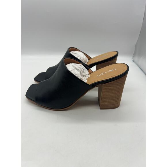 Lisa Vicky Virtue - V Black Sheep Nappa Heels Slide On Size 11 M NIB Peep Toe - Picture 3 of 8